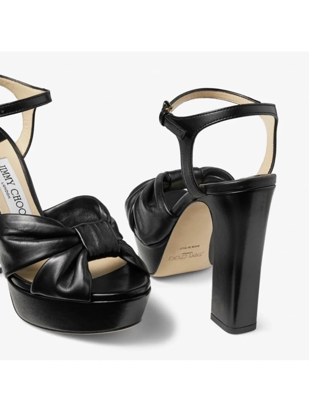New Jimmy Choo Heloise Black Nappa Leather Platform Sandals 40 $995